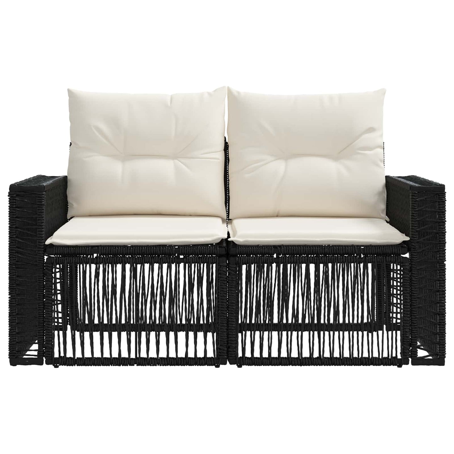 Divano da giardino 2-Numero di posti Nero polyrattan | homemem39