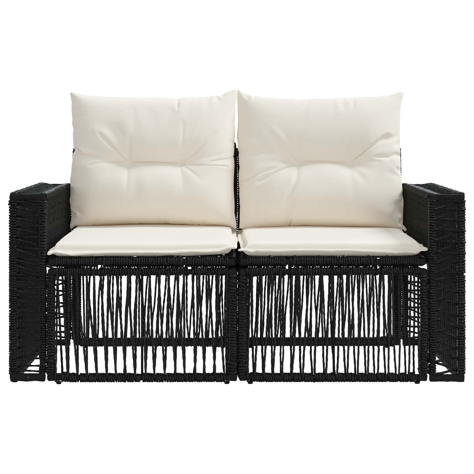 Divano da giardino 2-Numero di posti Nero polyrattan | homemem39