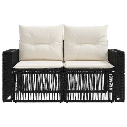 Divano da giardino 2-Numero di posti Nero polyrattan | homemem39