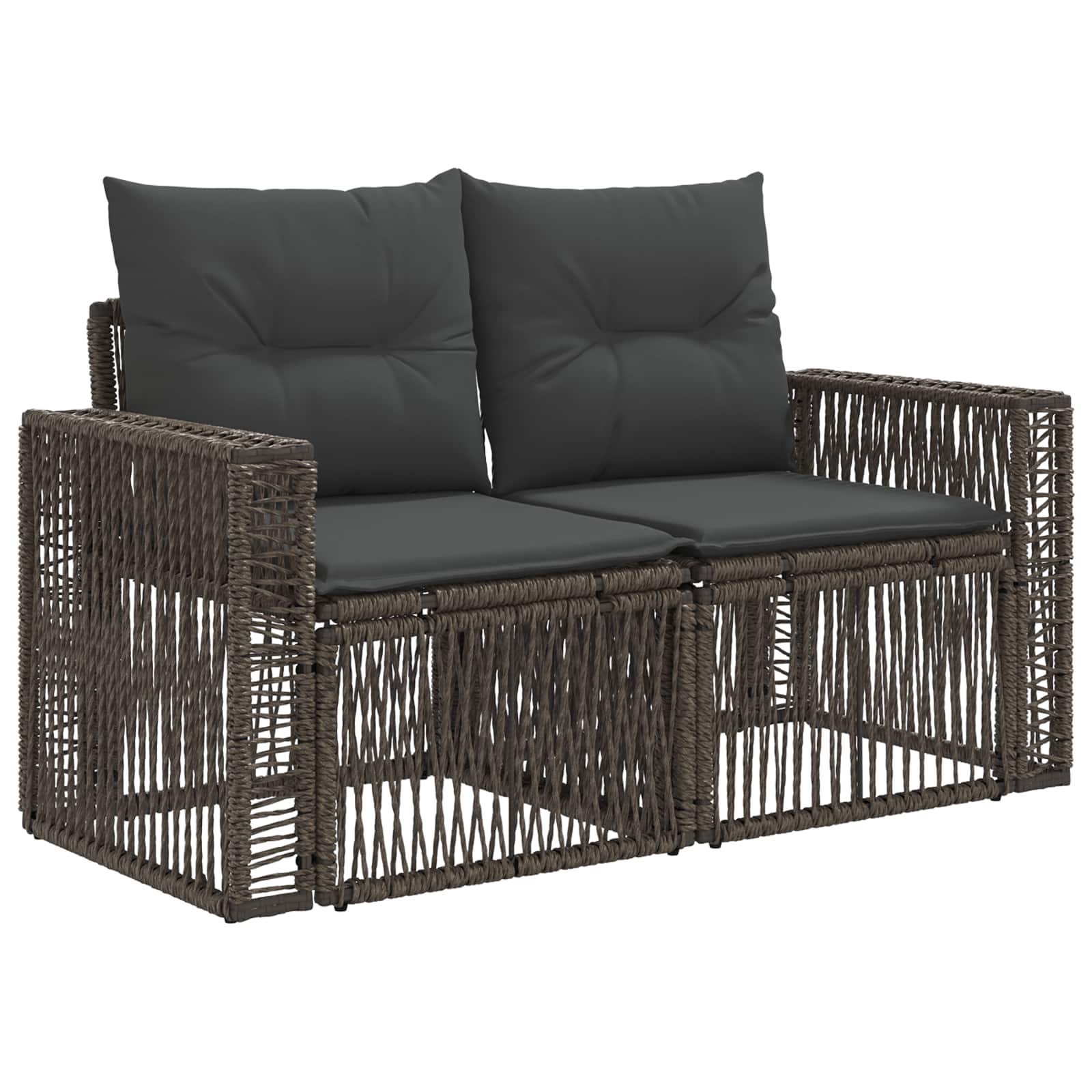 Divano da giardino 2-Numero di posti Grigio polyrattan | homemem39
