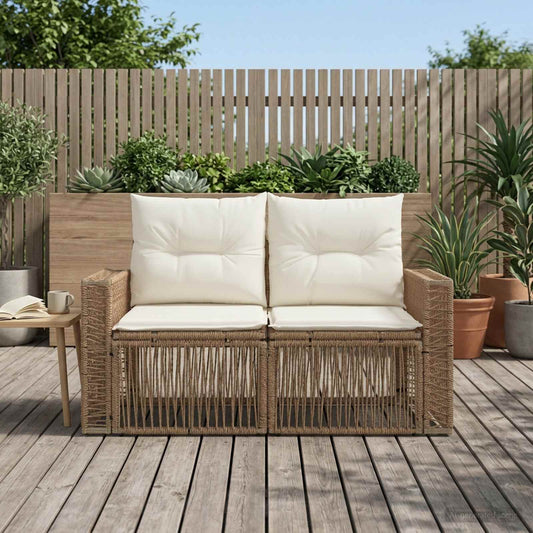 Divano da giardino 2-Numero di posti Beige polyrattan | homemem39