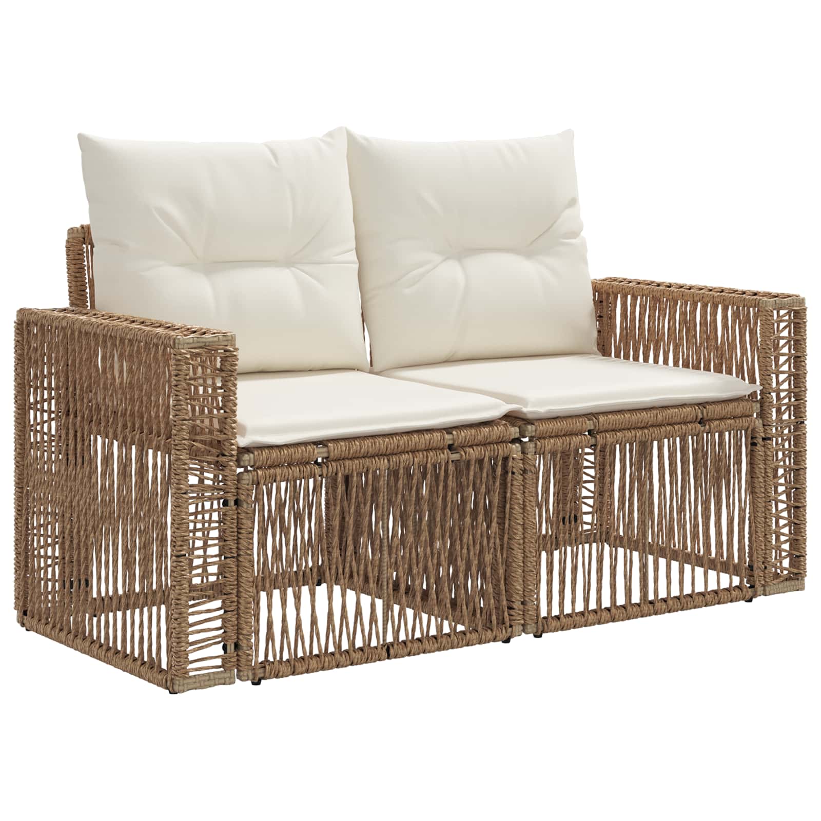 Divano da giardino 2-Numero di posti Beige polyrattan | homemem39