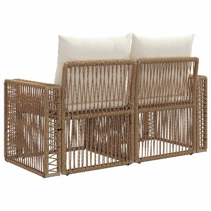 Divano da giardino 2-Numero di posti Beige polyrattan | homemem39