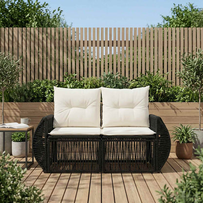 Divano da giardino 2-Numero di posti Nero polyrattan | homemem39
