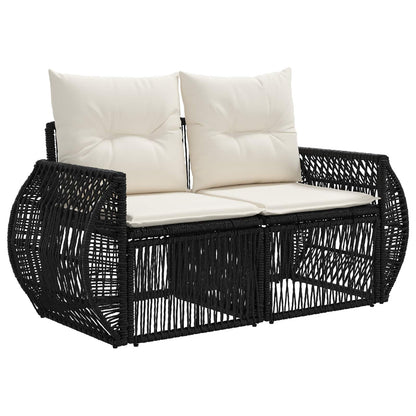 Divano da giardino 2-Numero di posti Nero polyrattan | homemem39