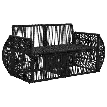 Divano da giardino 2-Numero di posti Nero polyrattan | homemem39