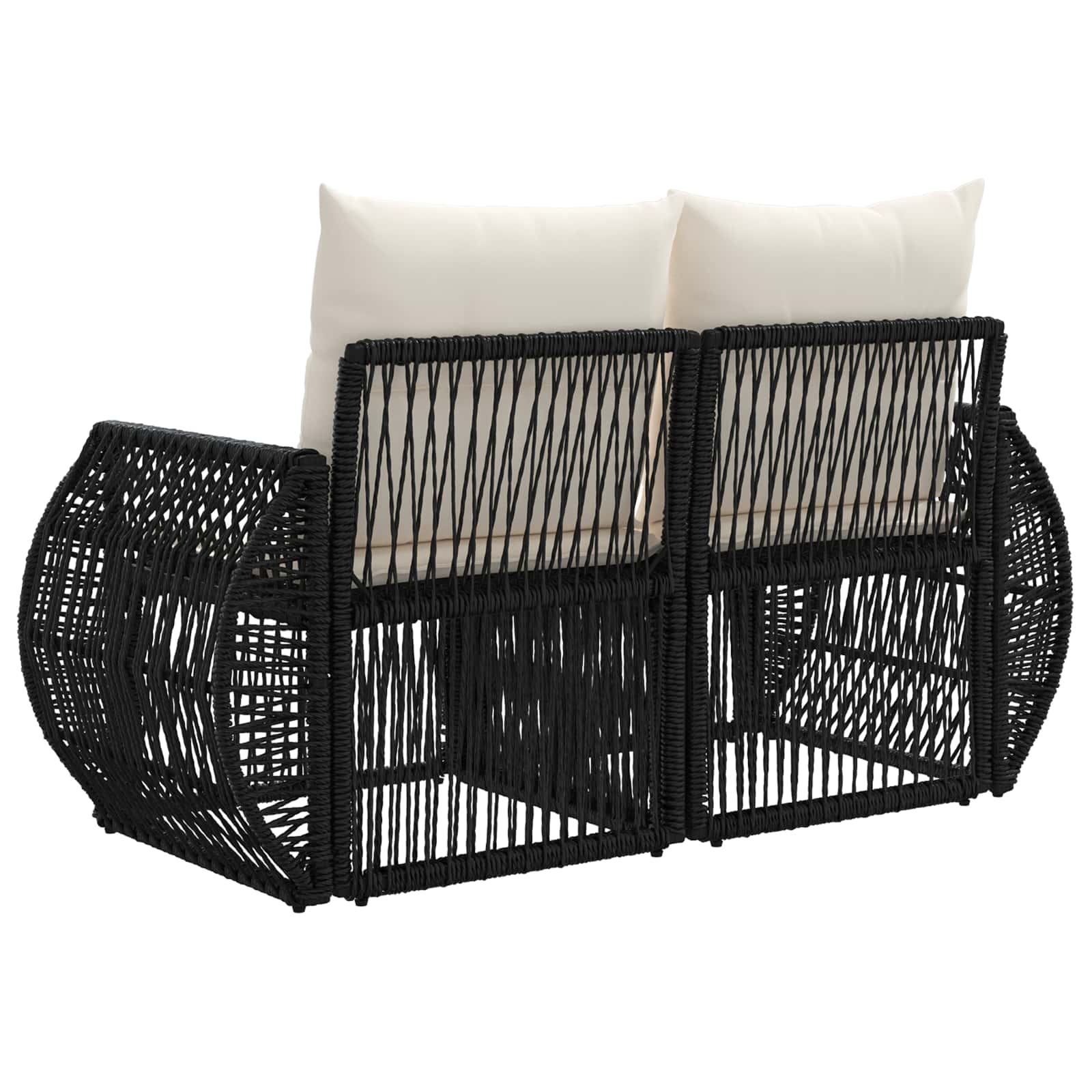 Divano da giardino 2-Numero di posti Nero polyrattan | homemem39