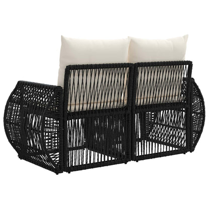 Divano da giardino 2-Numero di posti Nero polyrattan | homemem39
