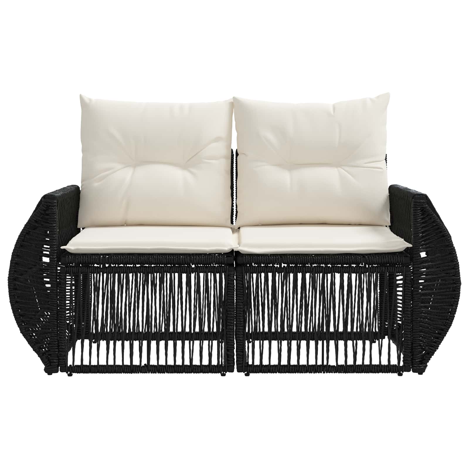 Divano da giardino 2-Numero di posti Nero polyrattan | homemem39