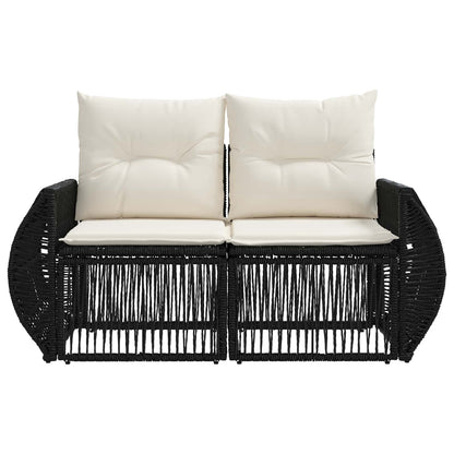Divano da giardino 2-Numero di posti Nero polyrattan | homemem39