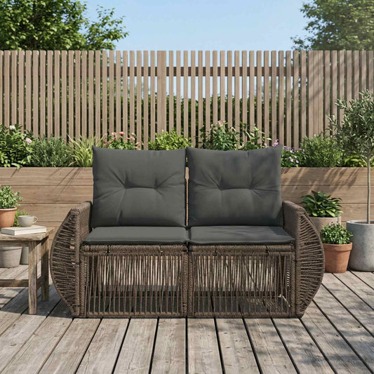 Divano da giardino 2-Numero di posti Grigio polyrattan | homemem39