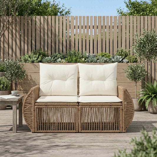 Divano da giardino 2-Numero di posti Beige polyrattan | homemem39
