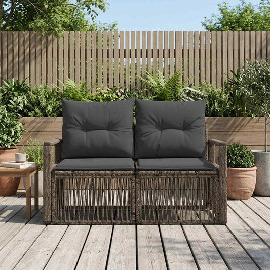 Divano da giardino 2-Numero di posti Grigio polyrattan | homemem39