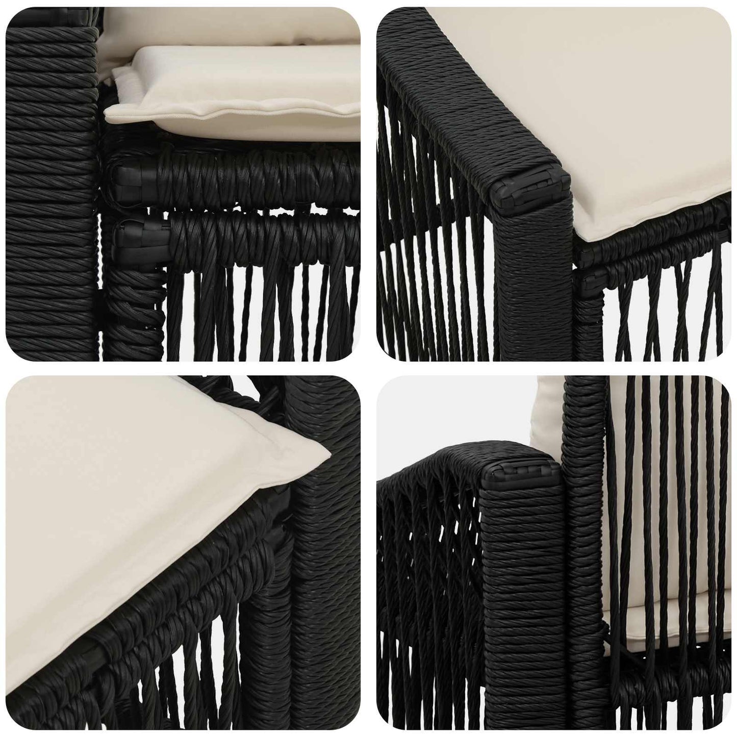 Divano da giardino 2-Numero di posti Nero polyrattan | homemem39