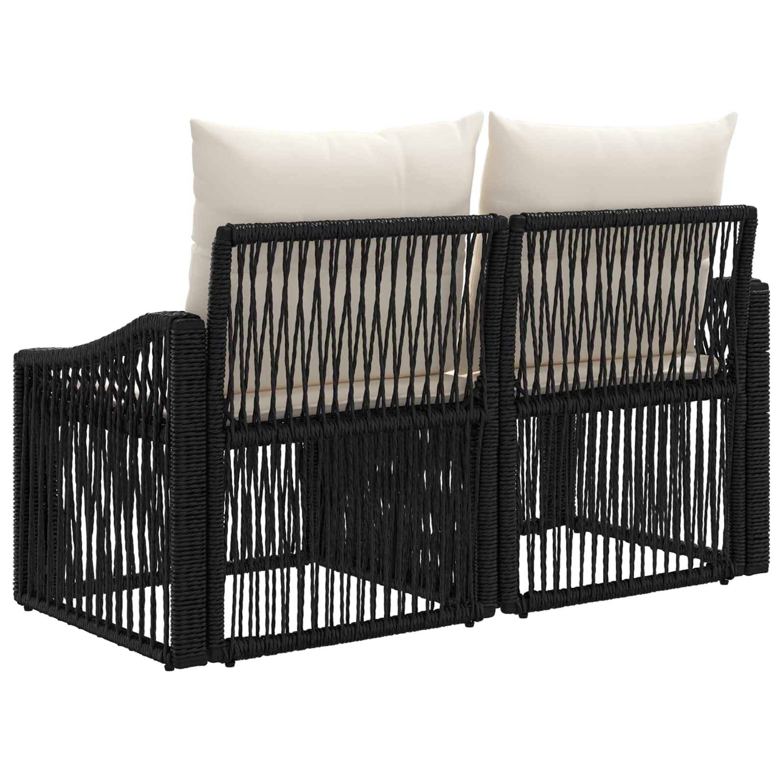 Divano da giardino 2-Numero di posti Nero polyrattan | homemem39