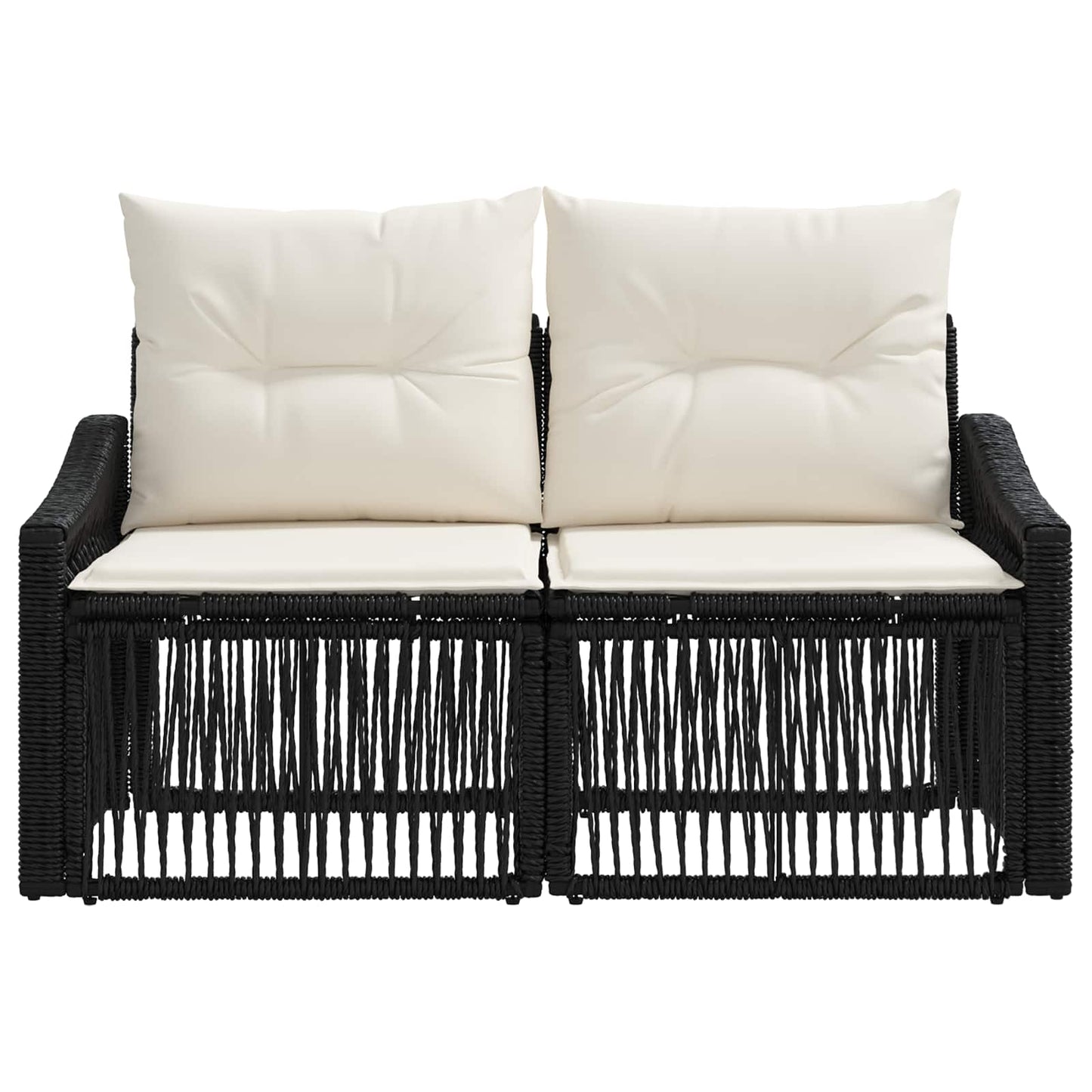 Divano da giardino 2-Numero di posti Nero polyrattan | homemem39