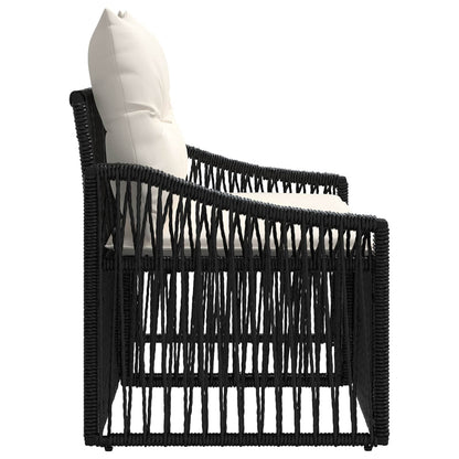 Divano da giardino 2-Numero di posti Nero polyrattan | homemem39