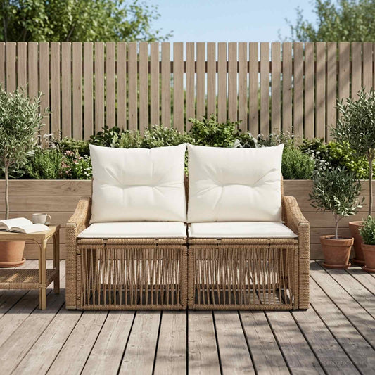 Divano da giardino 2-Numero di posti Beige polyrattan | homemem39