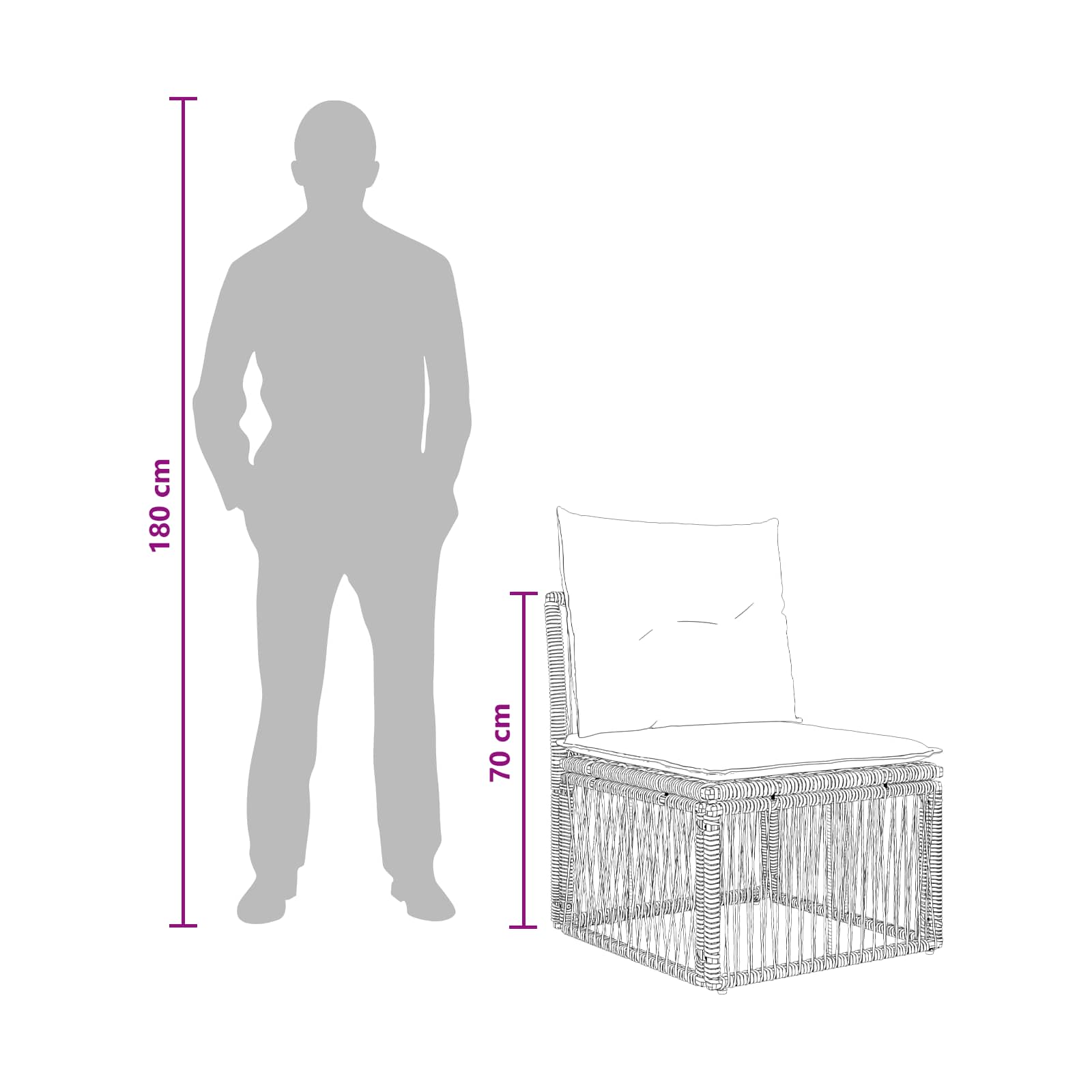 Unità divano senza braccioli Grigio polyrattan | homemem39