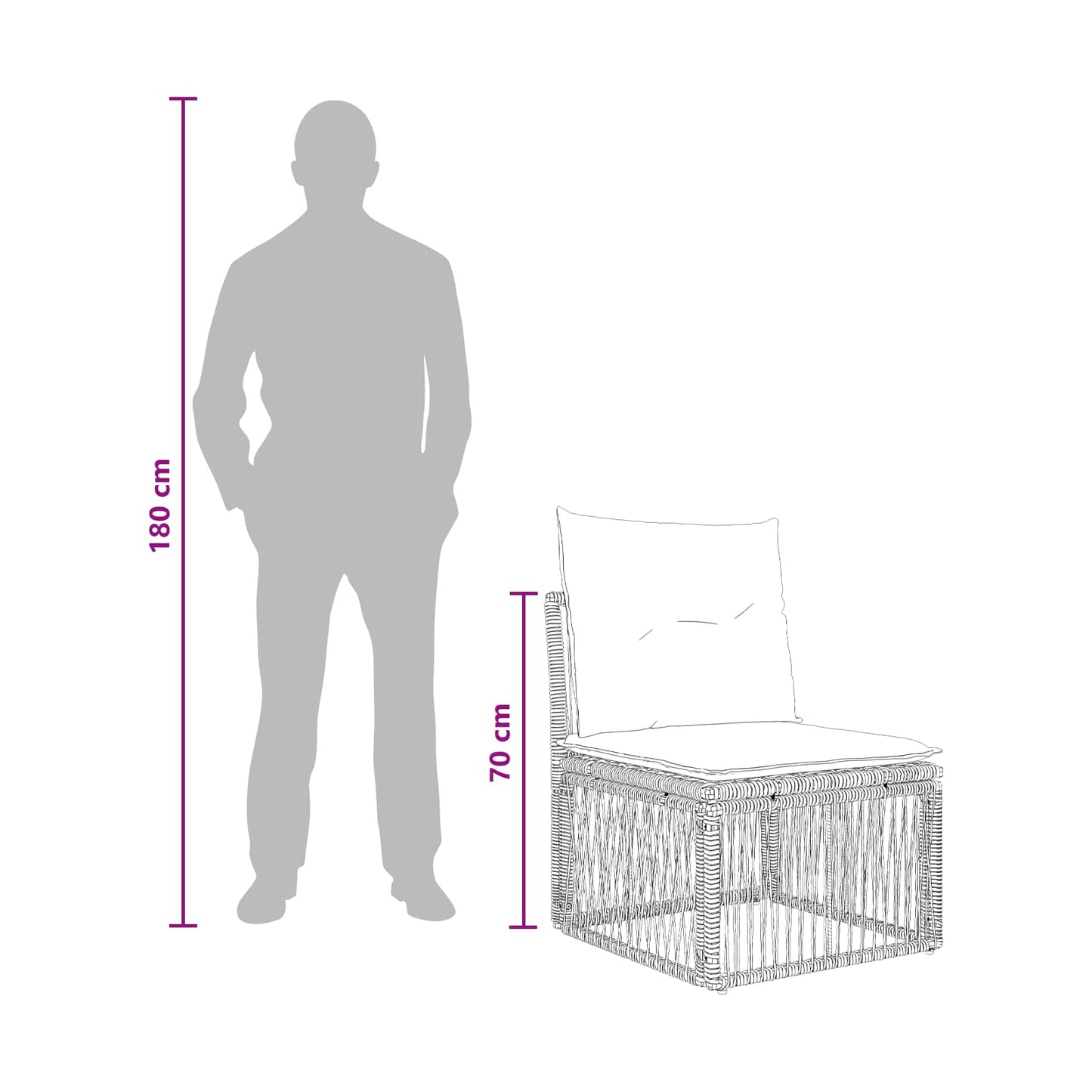 Unità divano senza braccioli Beige polyrattan | homemem39