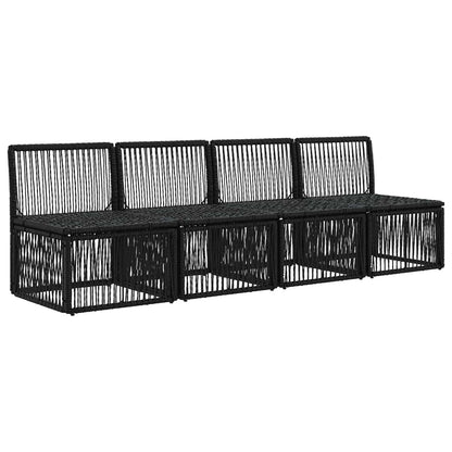 Divano a 4 posti 4 pcs 4-Numero di posti Nero polyrattan | homemem39