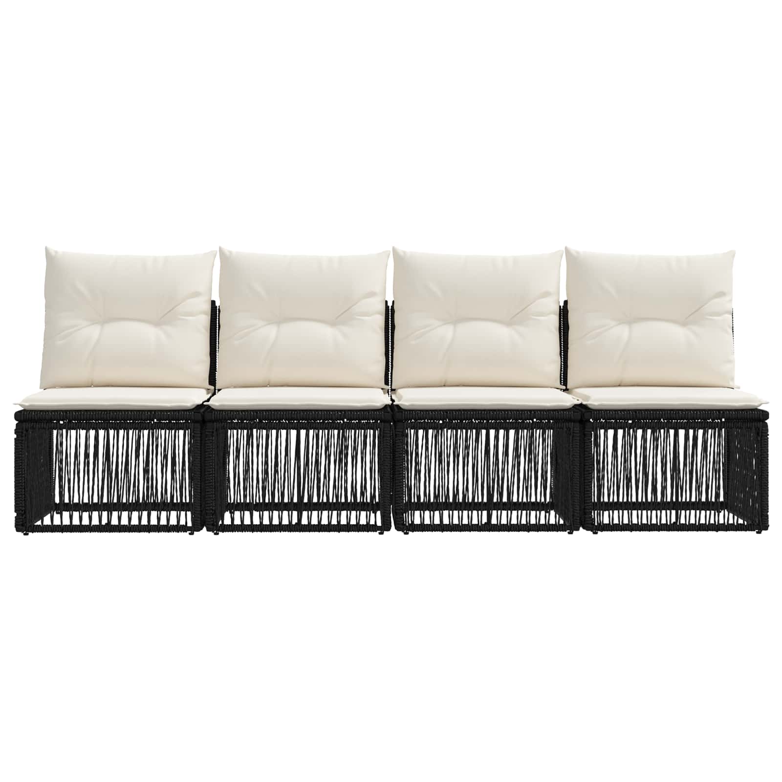 Divano a 4 posti 4 pcs 4-Numero di posti Nero polyrattan | homemem39