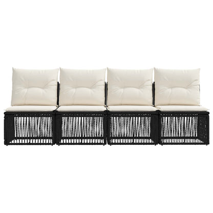 Divano a 4 posti 4 pcs 4-Numero di posti Nero polyrattan | homemem39