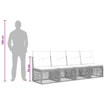 Divano a 4 posti 4 pcs 4-Numero di posti Nero polyrattan | homemem39