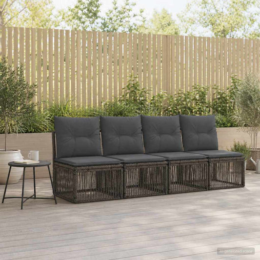 Divano a 4 posti 4 pcs 4-Numero di posti Grigio polyrattan | homemem39
