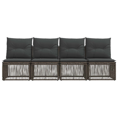 Divano a 4 posti 4 pcs 4-Numero di posti Grigio polyrattan | homemem39