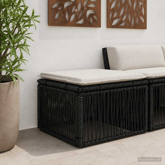 Poggiapiedi Nero polyrattan | homemem39