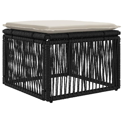 Poggiapiedi Nero polyrattan | homemem39