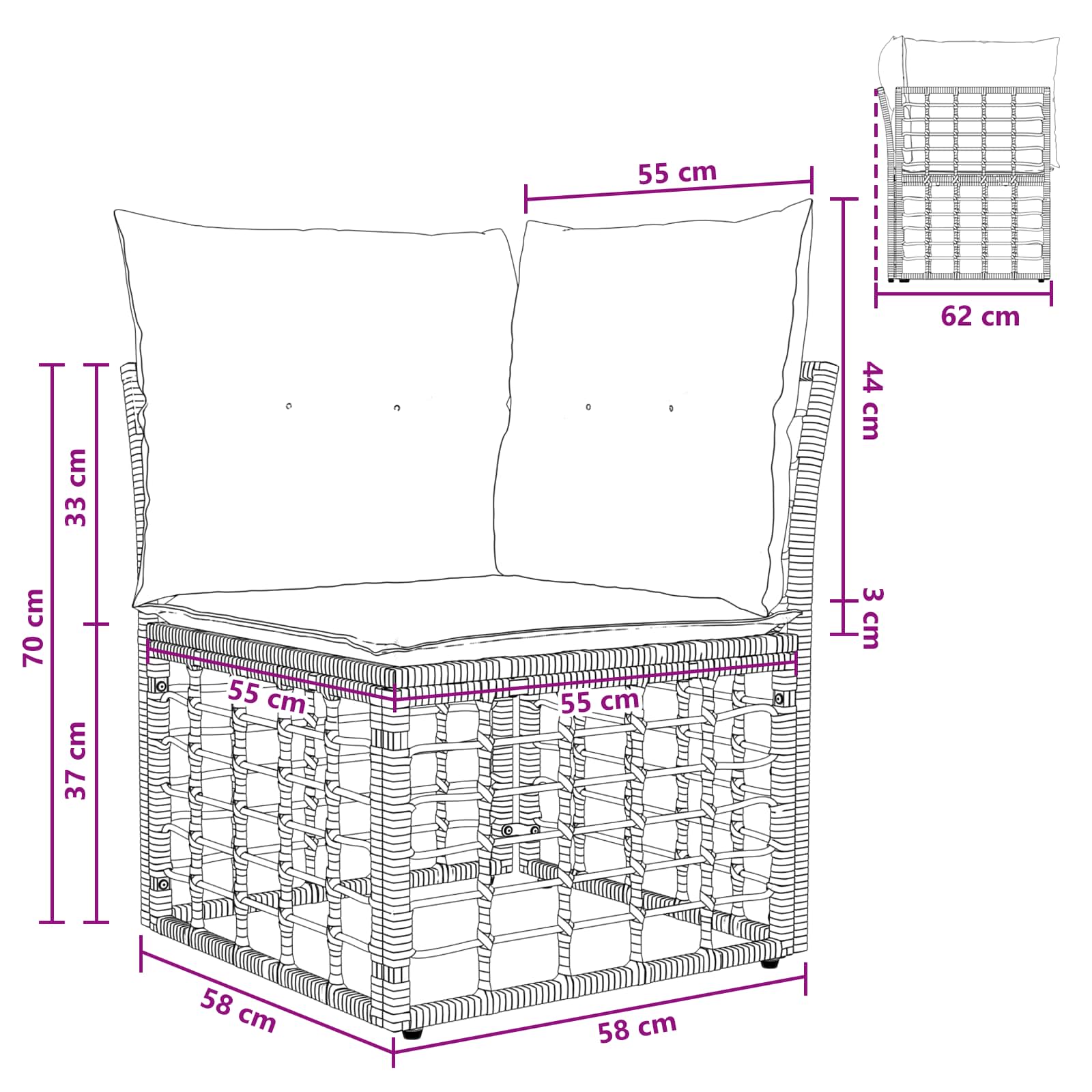 Modulo Divano Angolare da Esterno Nero polyrattan | homemem39