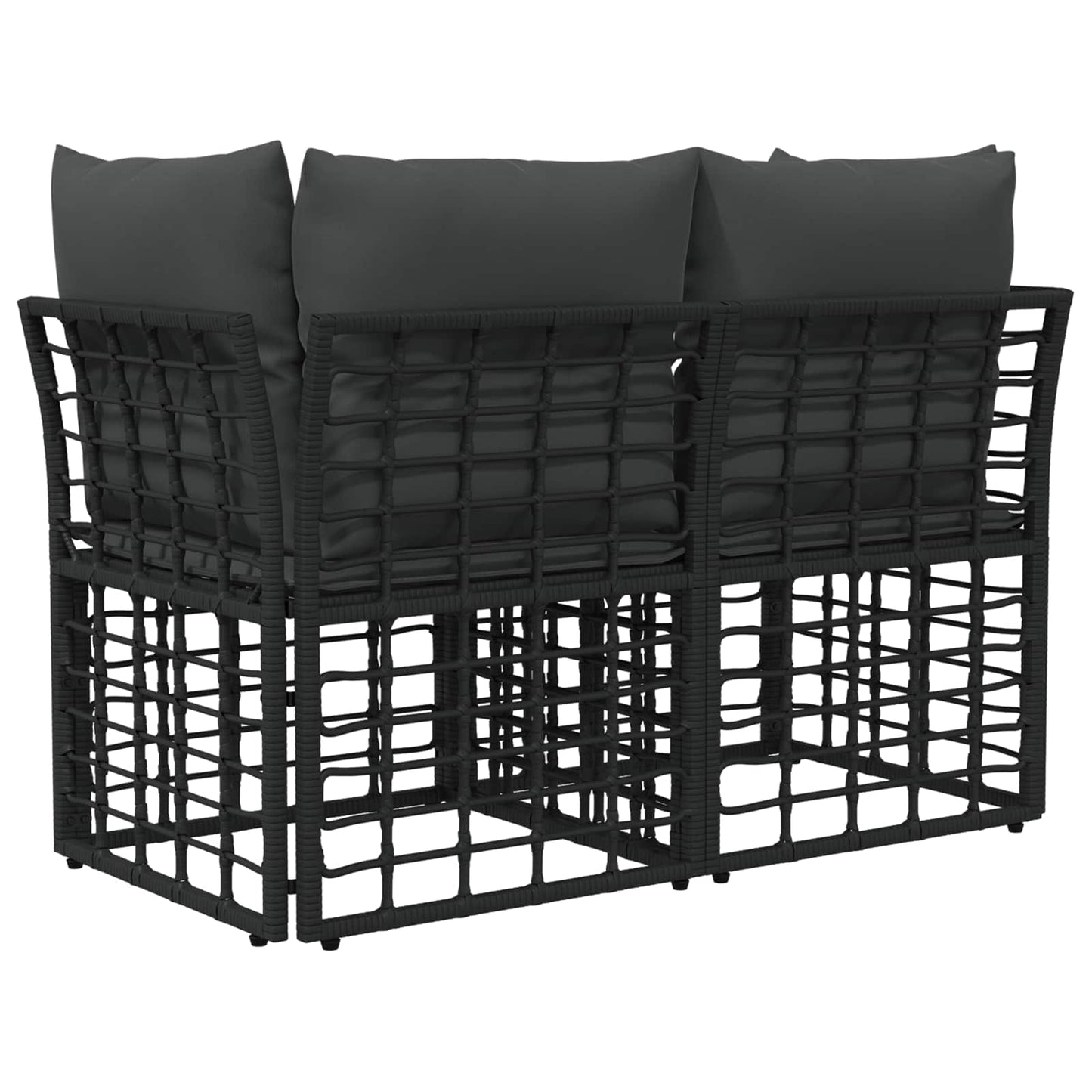 Loveseat da esterno 2 pcs Nero e Grigio scuro polyrattan | homemem39