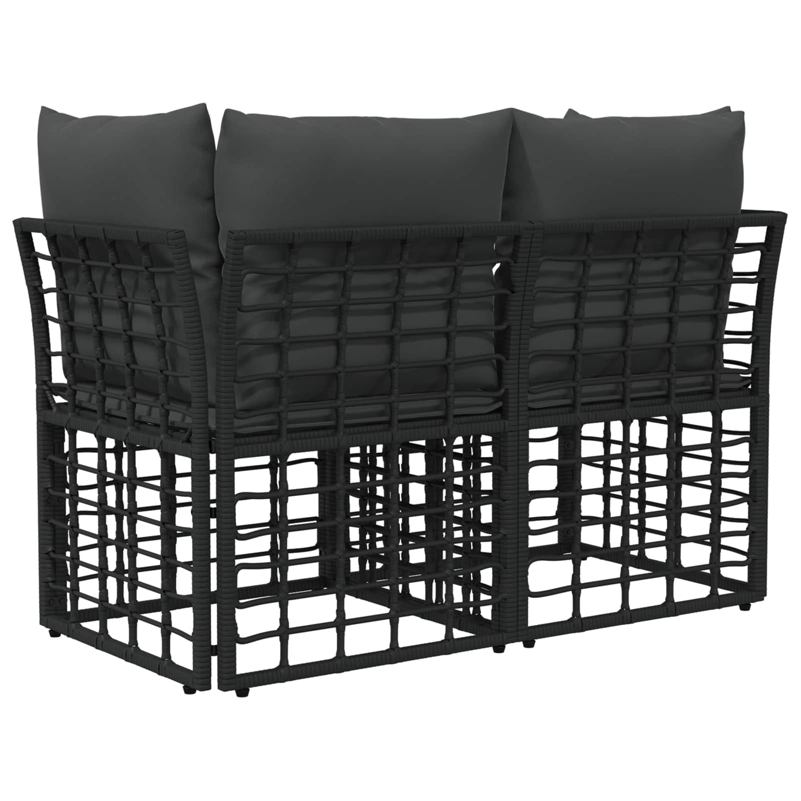 Loveseat da esterno 2 pcs Nero e Grigio scuro polyrattan | homemem39
