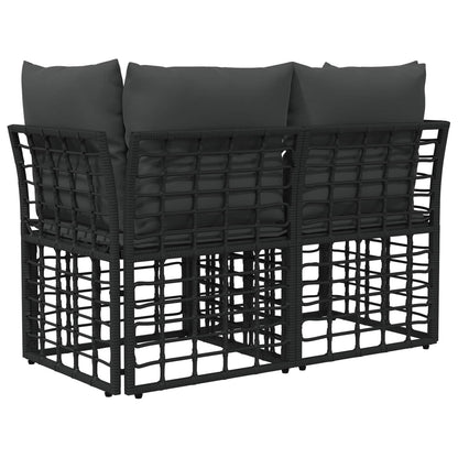 Loveseat da esterno 2 pcs Nero e Grigio scuro polyrattan | homemem39