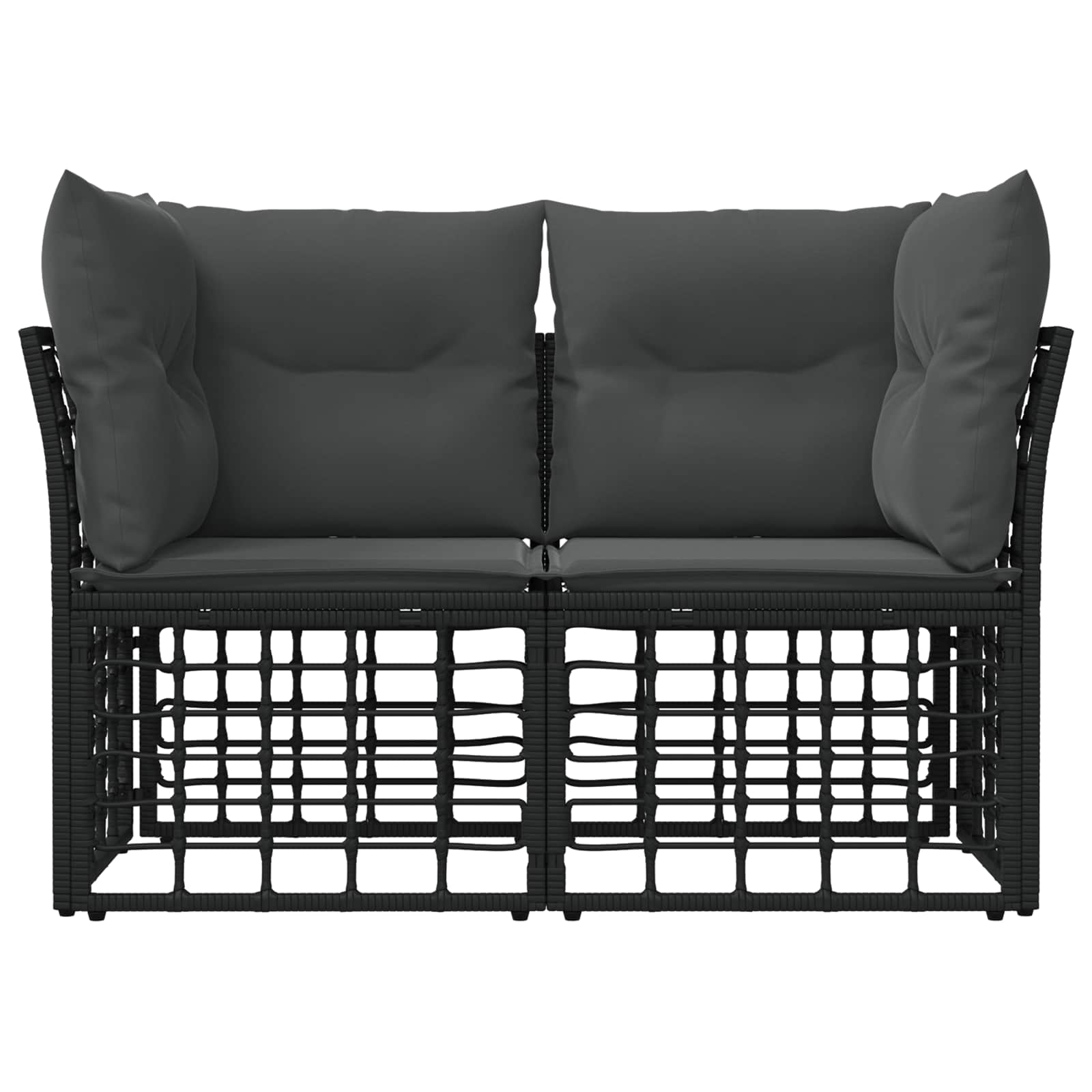 Loveseat da esterno 2 pcs Nero e Grigio scuro polyrattan | homemem39