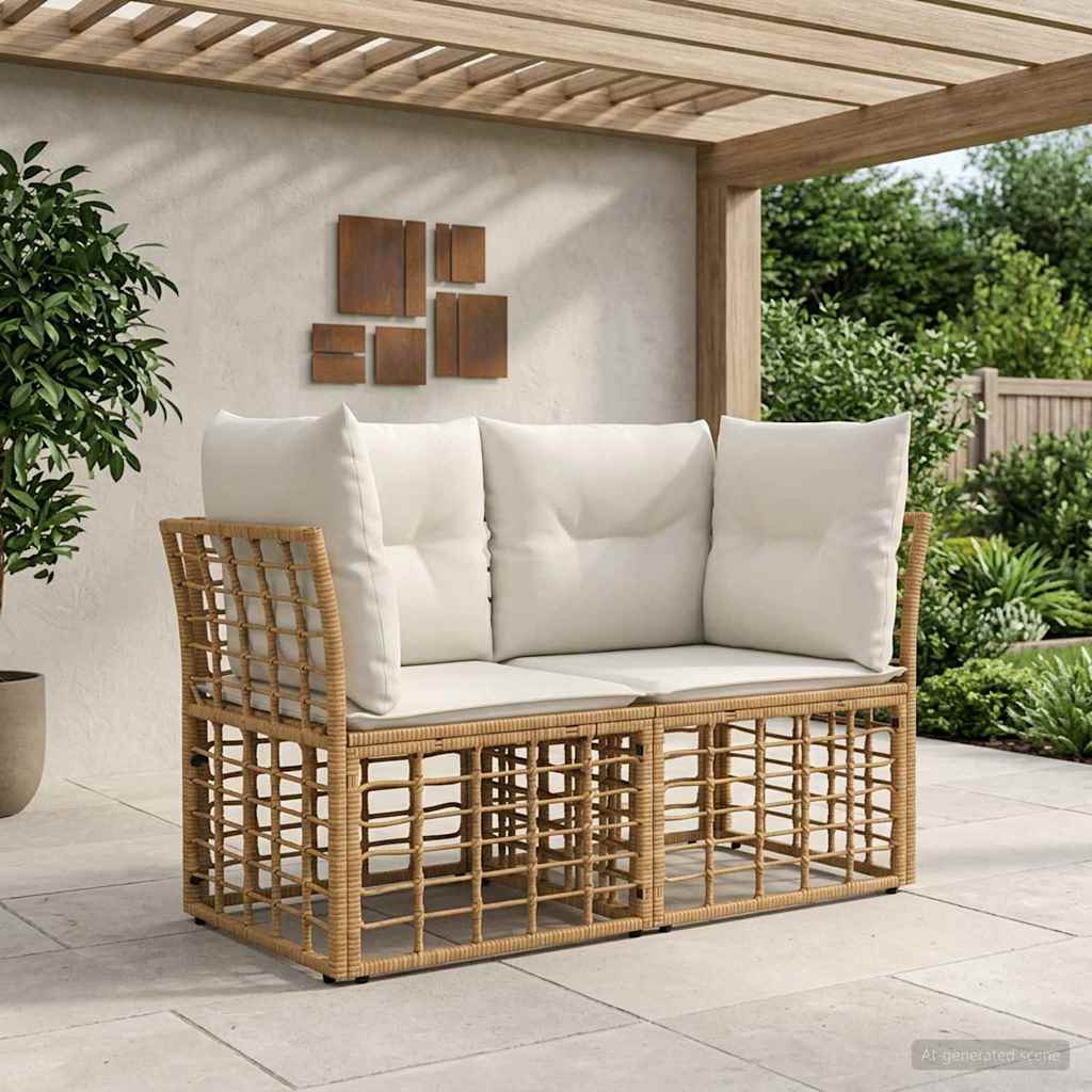 Loveseat da esterno 2 pcs Naturale e Bianco Crema polyrattan | homemem39