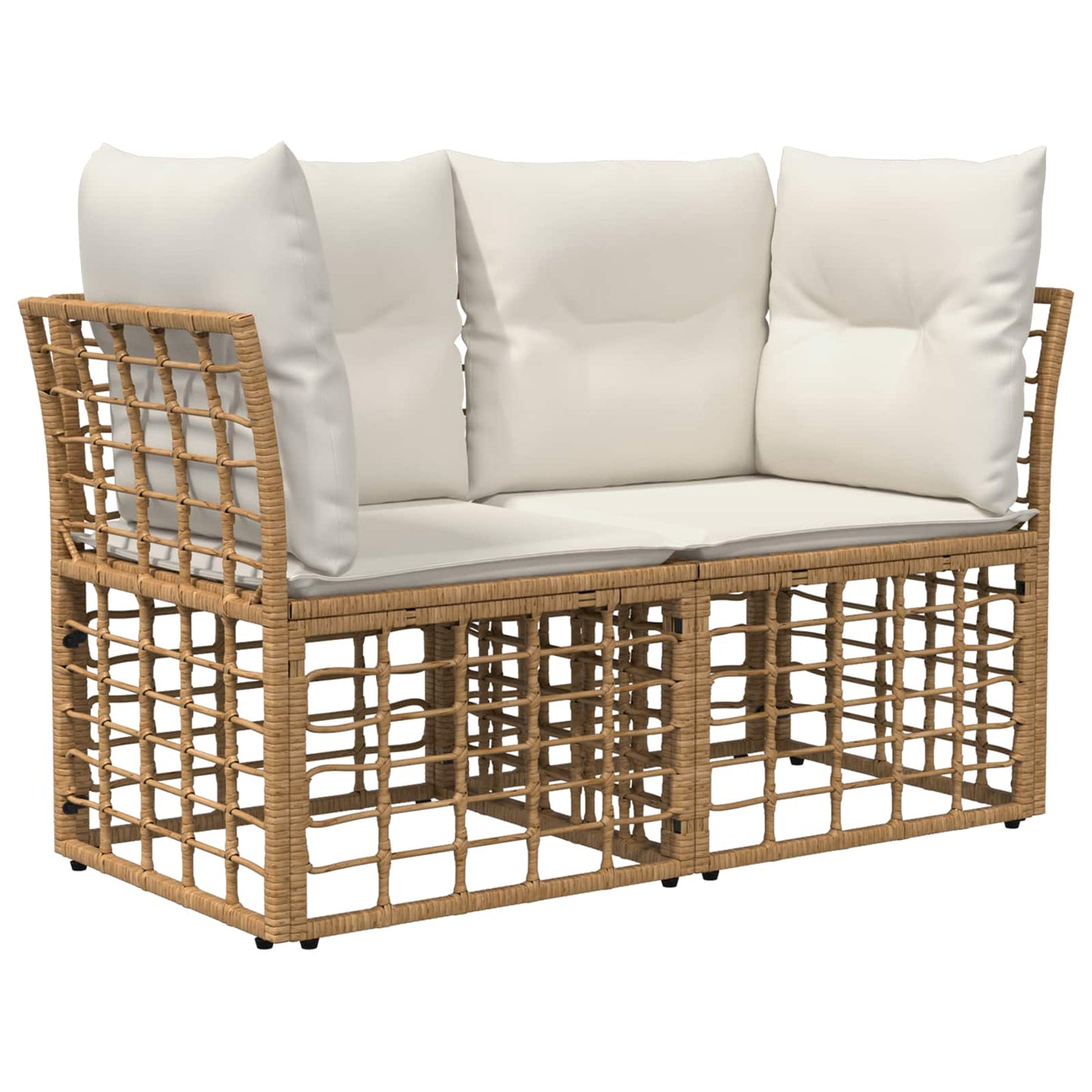 Loveseat da esterno 2 pcs Naturale e Bianco Crema polyrattan | homemem39