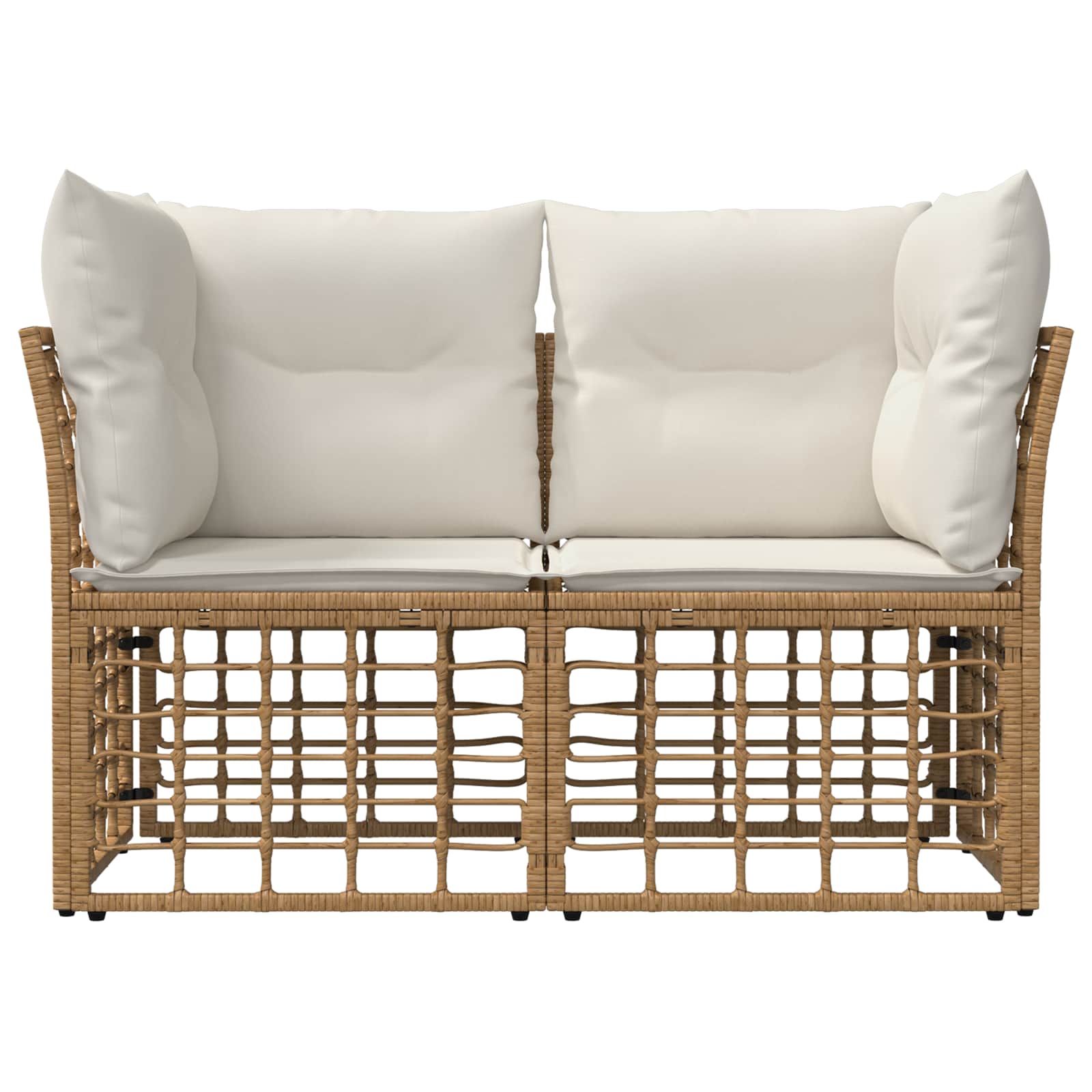 Loveseat da esterno 2 pcs Naturale e Bianco Crema polyrattan | homemem39