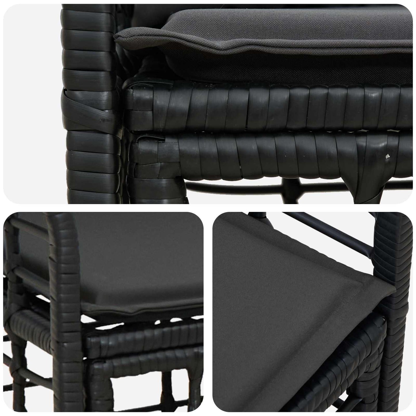 Loveseat da esterno 2 pcs Nero e Grigio scuro polyrattan | homemem39