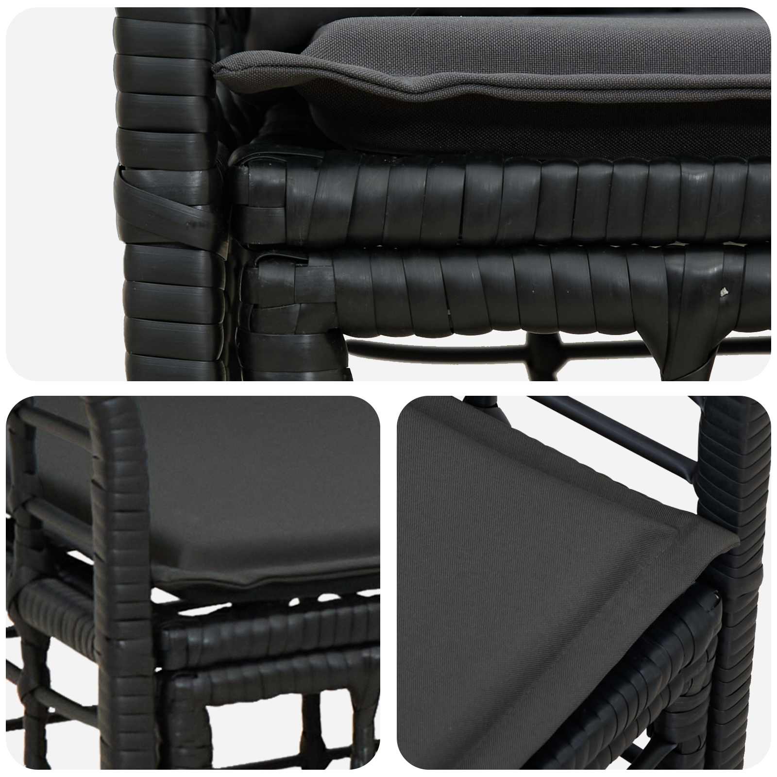 Loveseat da esterno 2 pcs Nero e Grigio scuro polyrattan | homemem39