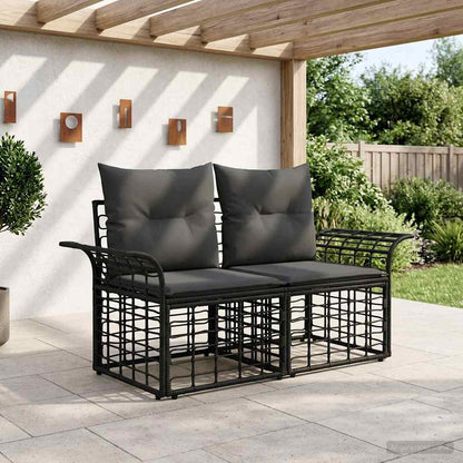 Loveseat da esterno 2 pcs Nero e Grigio scuro polyrattan | homemem39
