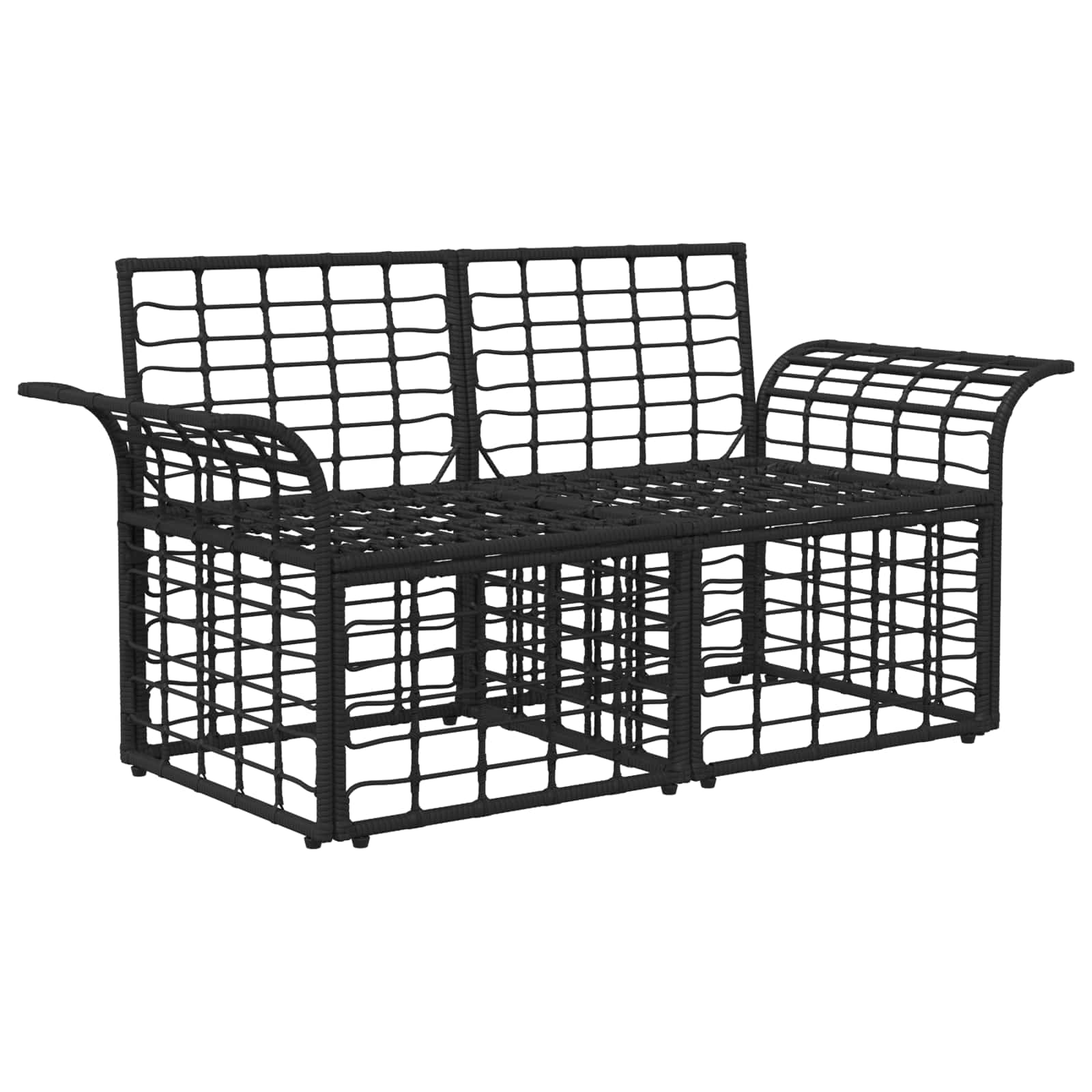 Loveseat da esterno 2 pcs Nero e Grigio scuro polyrattan | homemem39
