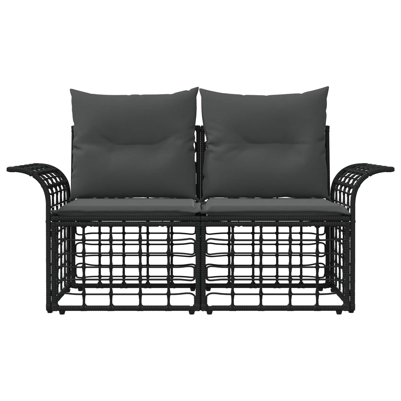 Loveseat da esterno 2 pcs Nero e Grigio scuro polyrattan | homemem39