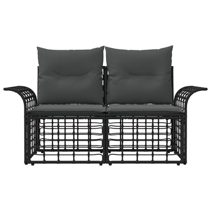Loveseat da esterno 2 pcs Nero e Grigio scuro polyrattan | homemem39