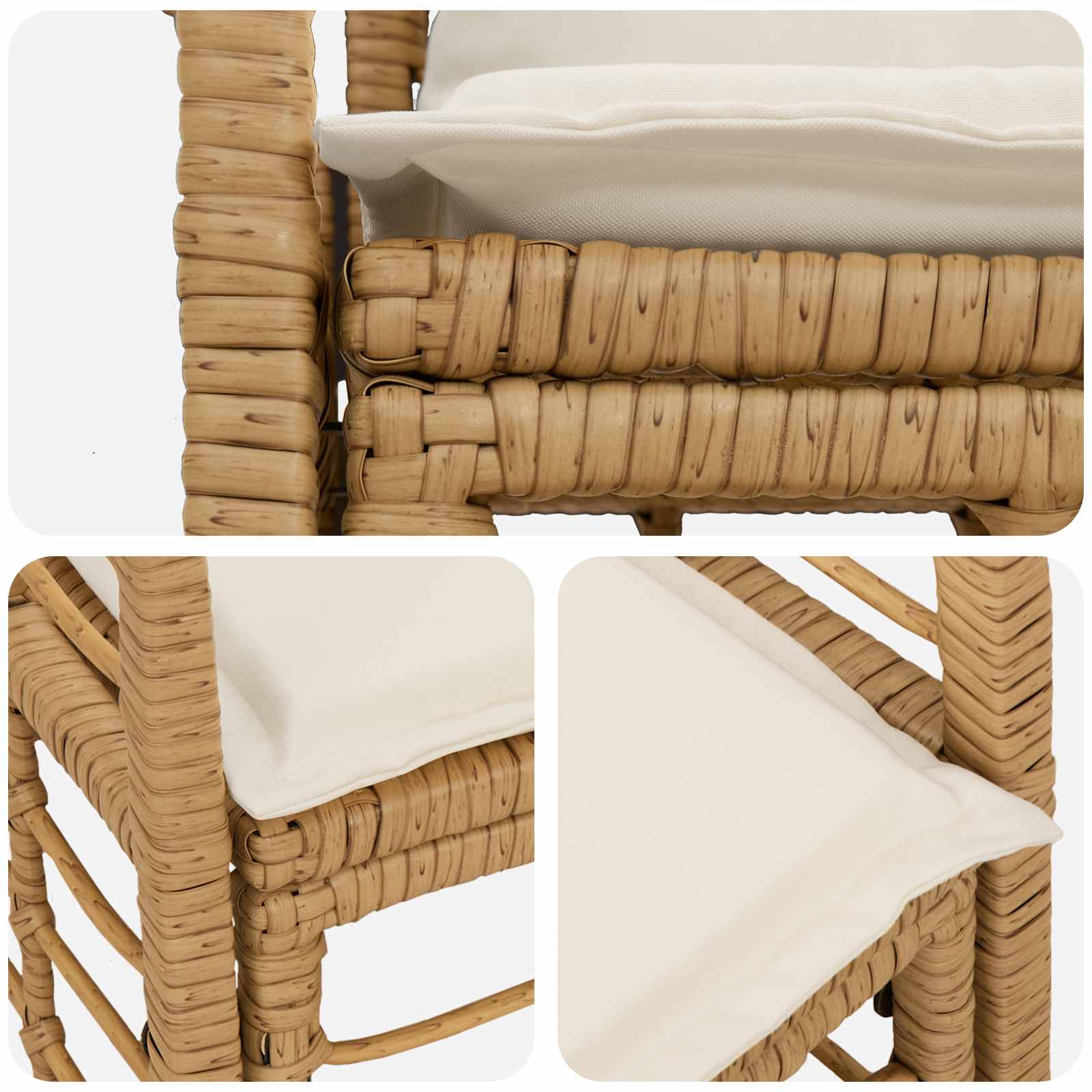 Loveseat da esterno 2 pcs Naturale e Bianco Crema polyrattan | homemem39