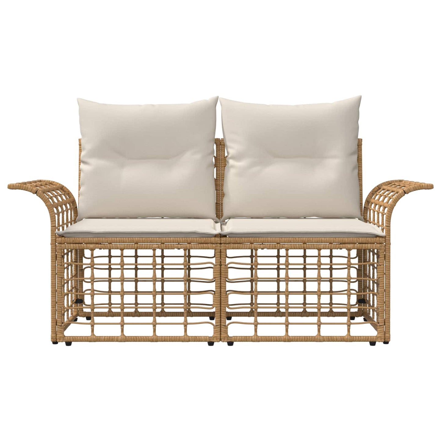 Loveseat da esterno 2 pcs Naturale e Bianco Crema polyrattan | homemem39