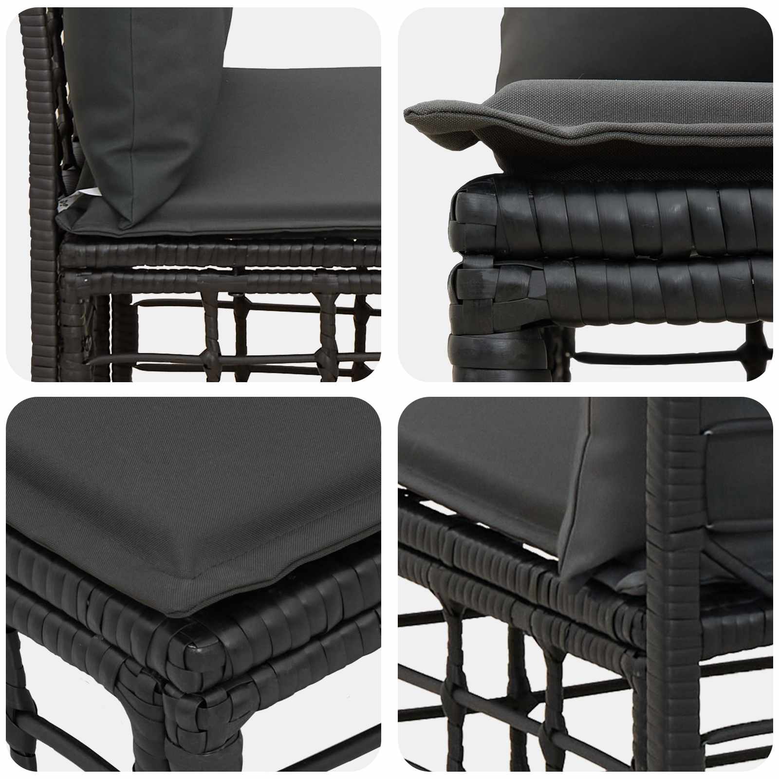 Modulo Divano da Esterno Senza Braccioli Nero polyrattan | homemem39