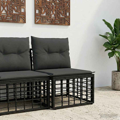 Modulo Divano da Esterno Senza Braccioli Nero polyrattan | homemem39